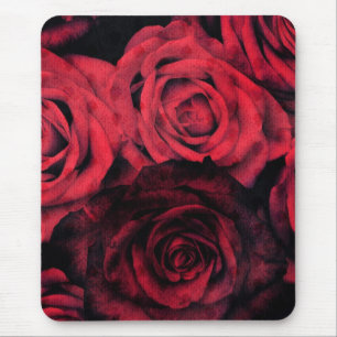 Red and black polka dot roses mouse mat