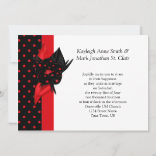 Red and Black Polka Dot Wedding Invitations