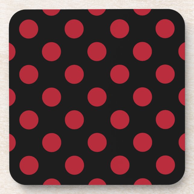 Red and black polka dots coaster (Front)