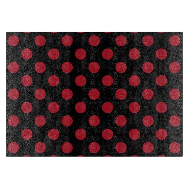 Red and black polka dots cutting board (Front)