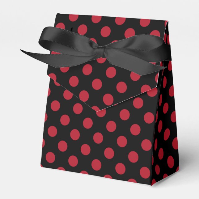 Red and black polka dots favour box (Front Side)
