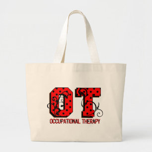 Red and Black Polka Dots Large Tote Bag