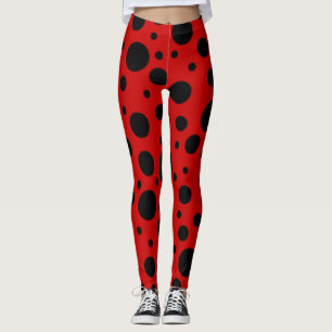Red and Black Polka Dots Leggings