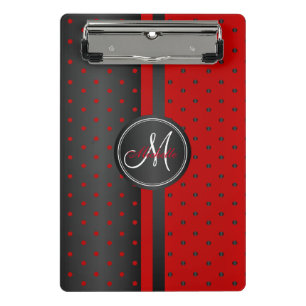 Red and Black Polka Dots - Monogram Mini Clipboard