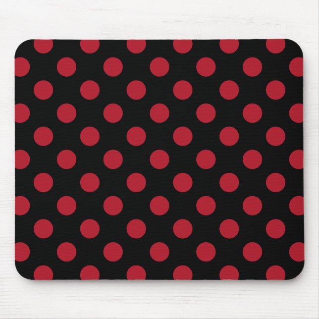Red and black polka dots mouse mat (Front)