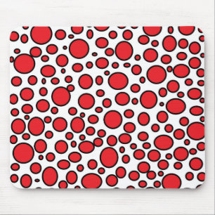 Red and Black Polka Dots Mousepad