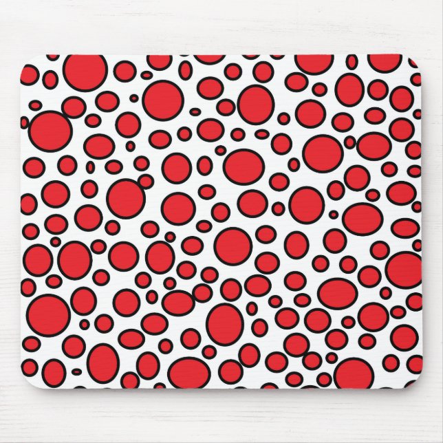 Red and Black Polka Dots Mousepad (Front)
