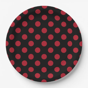 Red and black polka dots paper plate