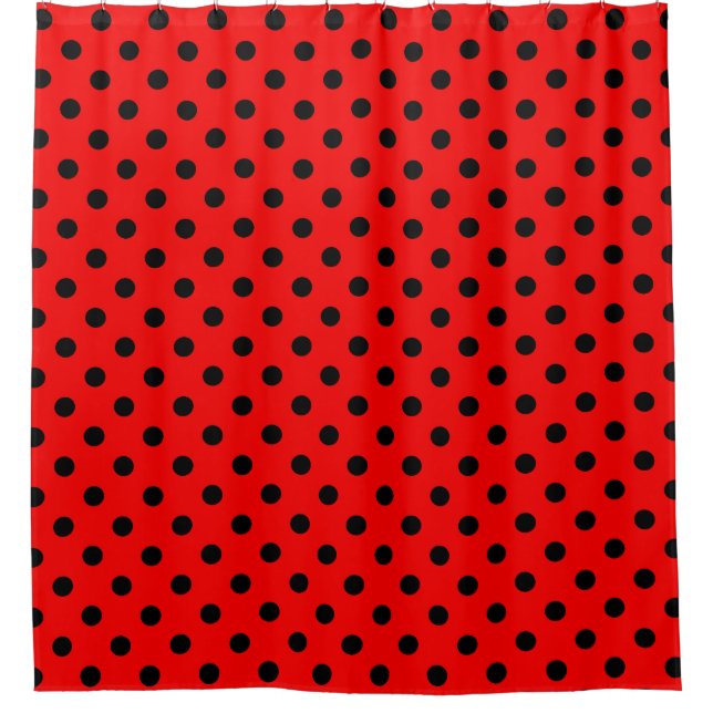 Red and Black Polka Dots Shower Curtain (Front)