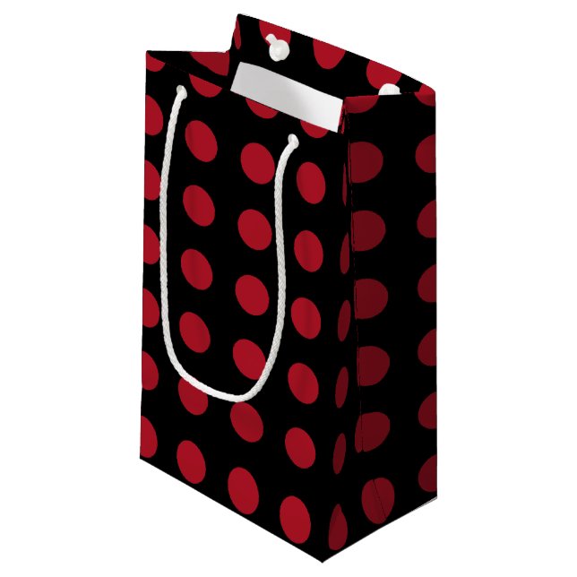 Red and black polka dots small gift bag (Front Angled)