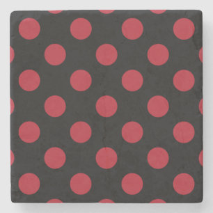 Red and black polka dots stone coaster