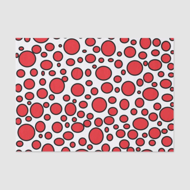 Red and Black Polka Dots Tissue Paper (Front)