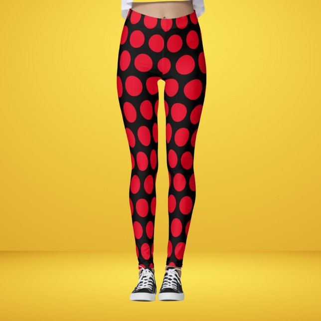 Red And Black Polka Dots Trendy  Leggings (Creator Uploaded)
