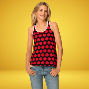 Red And Black Polka Dots Trendy  Tank Top