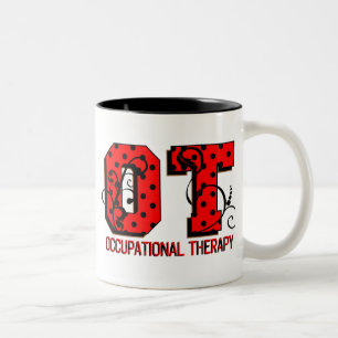 Red and Black Polka Dots Two-Tone Coffee Mug