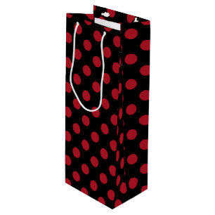Red and black polka dots wine gift bag
