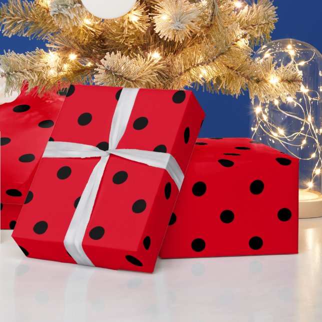 Red and Black Polka Dots Wrapping Paper (Holidays)