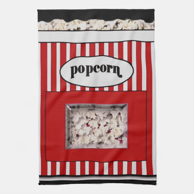 Red and Black Popcorn Kitchen Towel (Vertical)