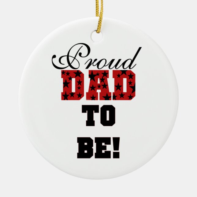 Red and Black Proud Dad to Be Gifts Ceramic Tree Decoration (Front)