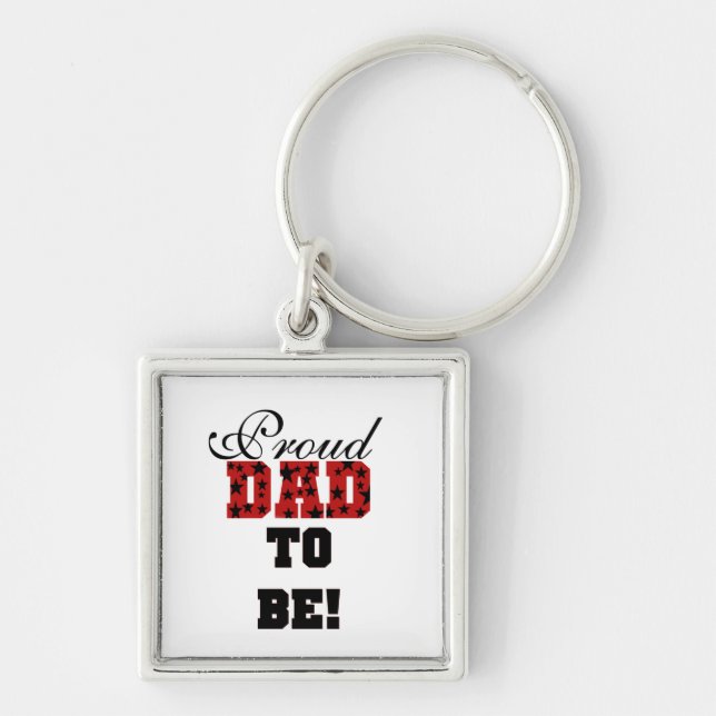 Red and Black Proud Dad to Be Gifts Key Ring (Front)