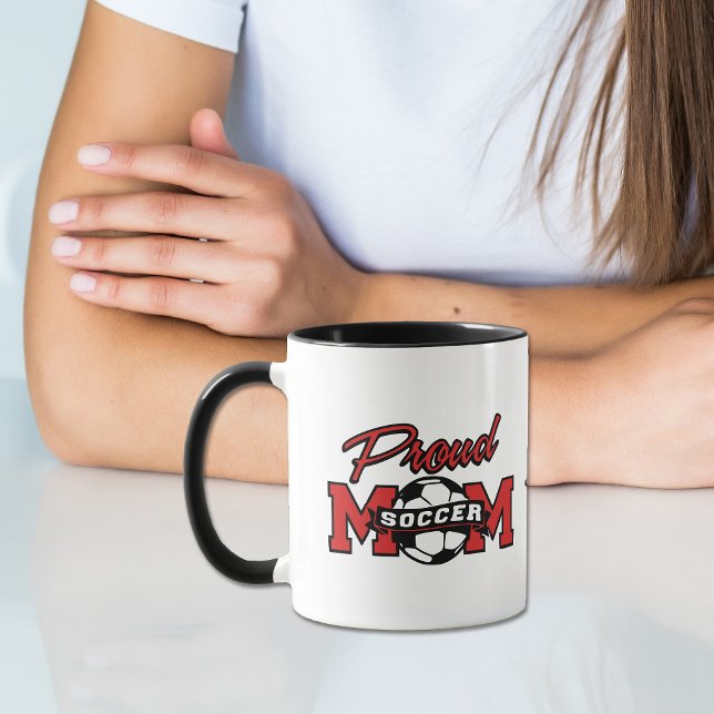 Red and Black Proud Soccer Mum Personalised Mug (Creator Uploaded)