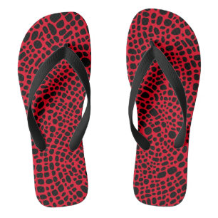 Red And Black Psychedelic Oragnic Skin Pattern Flip Flops