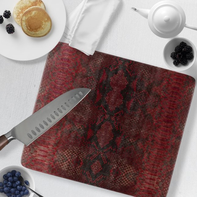 Red and Black Python Print Cutting Board (Red and Black Python Print Cutting Board by Looly Elzayat
)