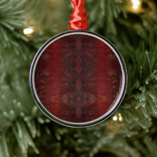 Red and Black Python Print Metal Tree Decoration