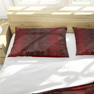 Red and Black Python Print Pillowcase