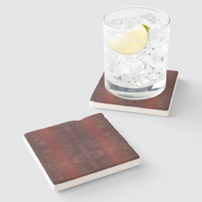 Red and Black Python Print Stone Coaster (Side)
