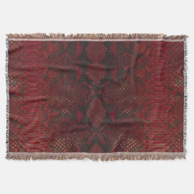 Red and Black Python Print Throw Blanket (Front)