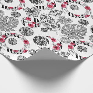 Red and Black, Quilting ,Patchwork, Rustic, Modern Wrapping Paper
