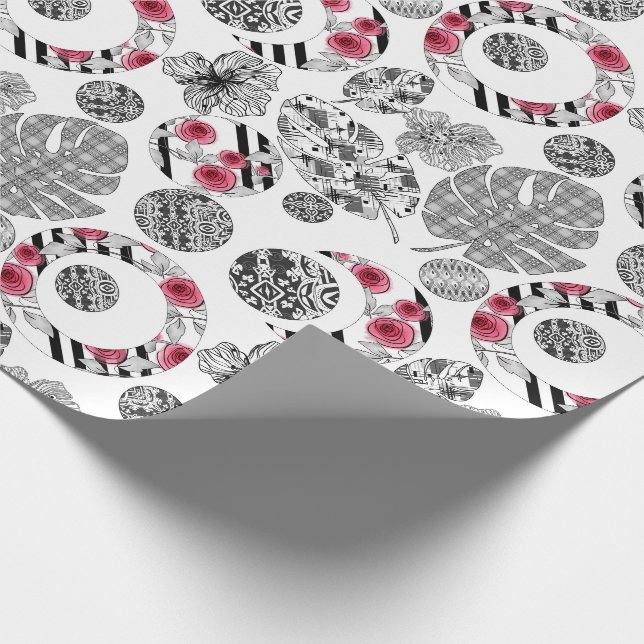 Red and Black, Quilting ,Patchwork, Rustic, Modern Wrapping Paper (Corner)