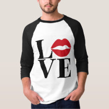 Red and Black Red Lips  Mens Baseball T-Shirt