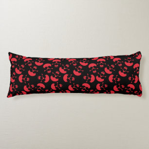 Red and Black Repeating Motif   Skull Pattern Body Cushion