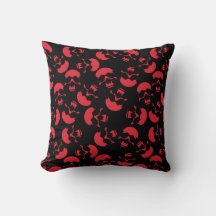 Red and Black Repeating Motif | Skull Pattern