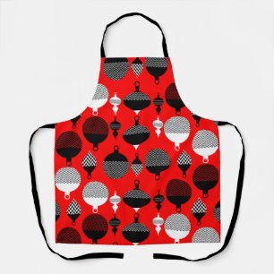 Red And Black Retro Christmas Decorative Ball Apron