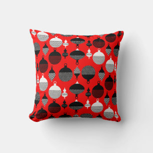 Red And Black Retro Christmas Decorative Ball Cushion