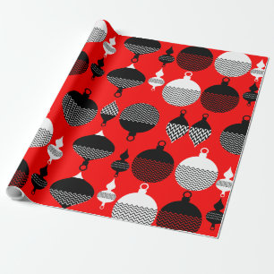 Red And Black Retro Christmas Decorative Ball Wrapping Paper