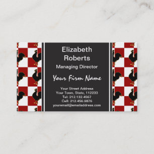 Red and Black Rooster Chicken Pattern Business Card