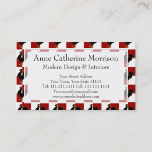 Red and Black Rooster Chicken Pattern Business Card
