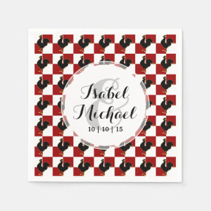 Red and Black Rooster Chicken Pattern Napkin