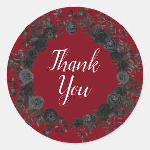 Red and Black Rose Gothic Sticker Favour Labels