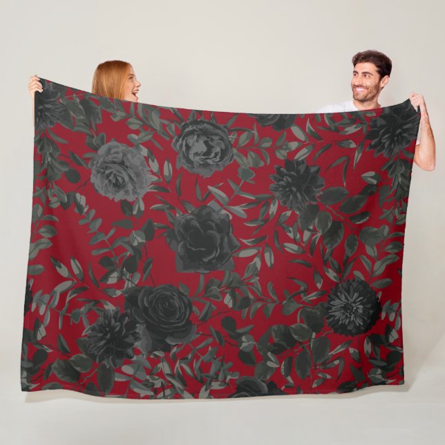 Red and Black Rose Gothic Wedding Blanket (In Situ)