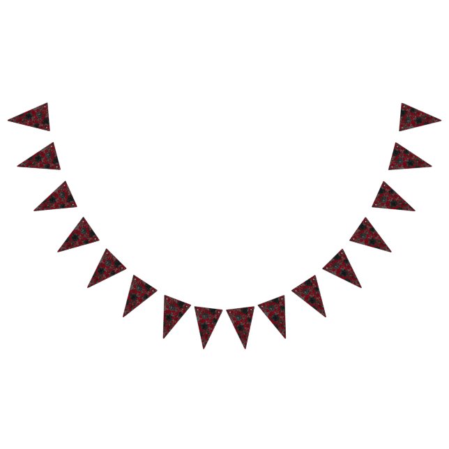 Red and Black Rose Gothic Wedding Bunting (All)