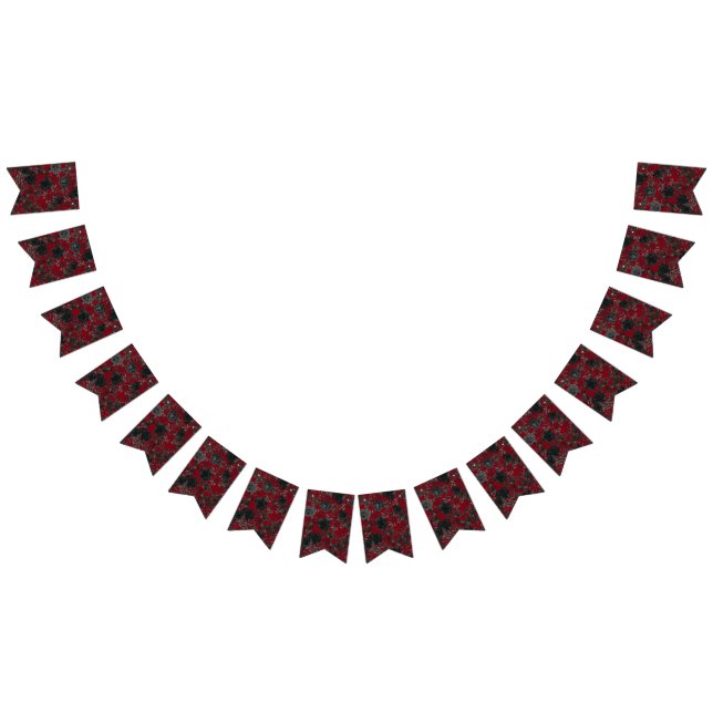 Red and Black Rose Gothic Wedding Bunting (All)