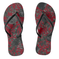 Red and Black Rose Gothic Wedding Flip-Flops