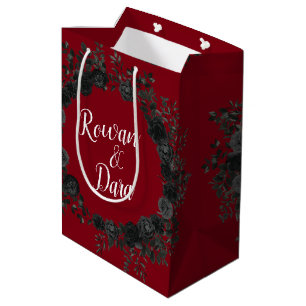 Red and Black Rose Gothic Wedding Gift Bag