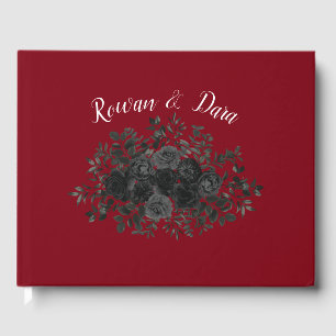 Red and Black Rose Gothic Wedding Guest Book