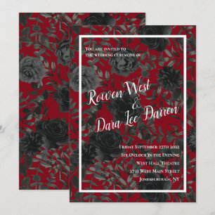 Red and Black Rose Gothic Wedding Invitations